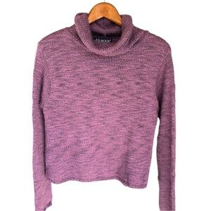 J. G. Hook Mauve Cowl Neck Sweater Size Large Long Sleeve Marled Knit Pullover